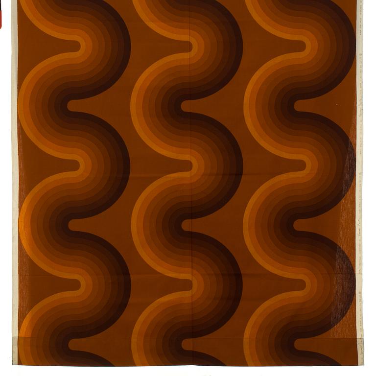 GARDINLÄNGDER, 3 st, TYG samt PROVBITAR, 2 st, bomullskretong, Verner Panton för Mira-X. 1970-tal.