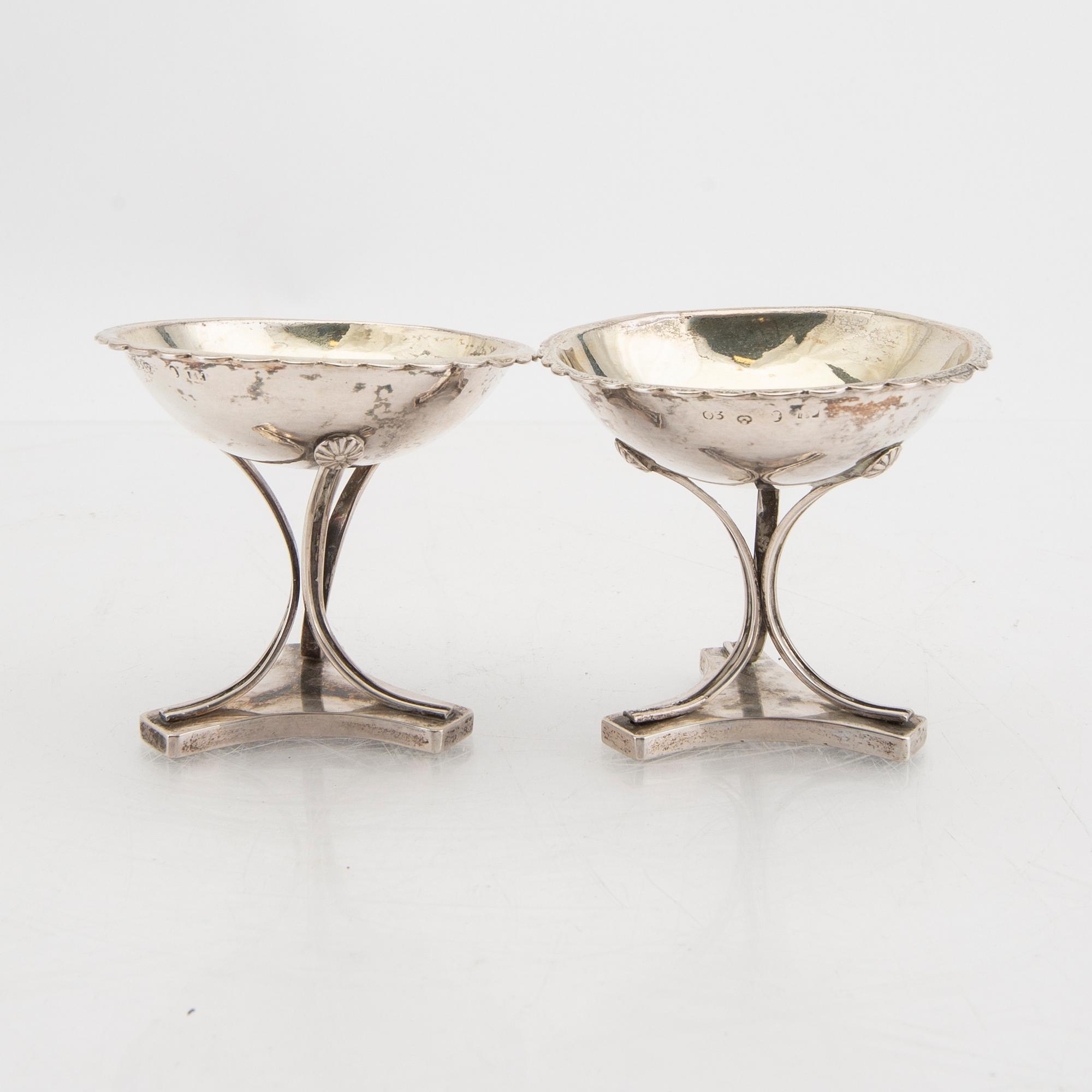 A Swedish 19th century pair of silver salters mark of Joachim Flodin Stockholm 1820 weight 104 grams.
