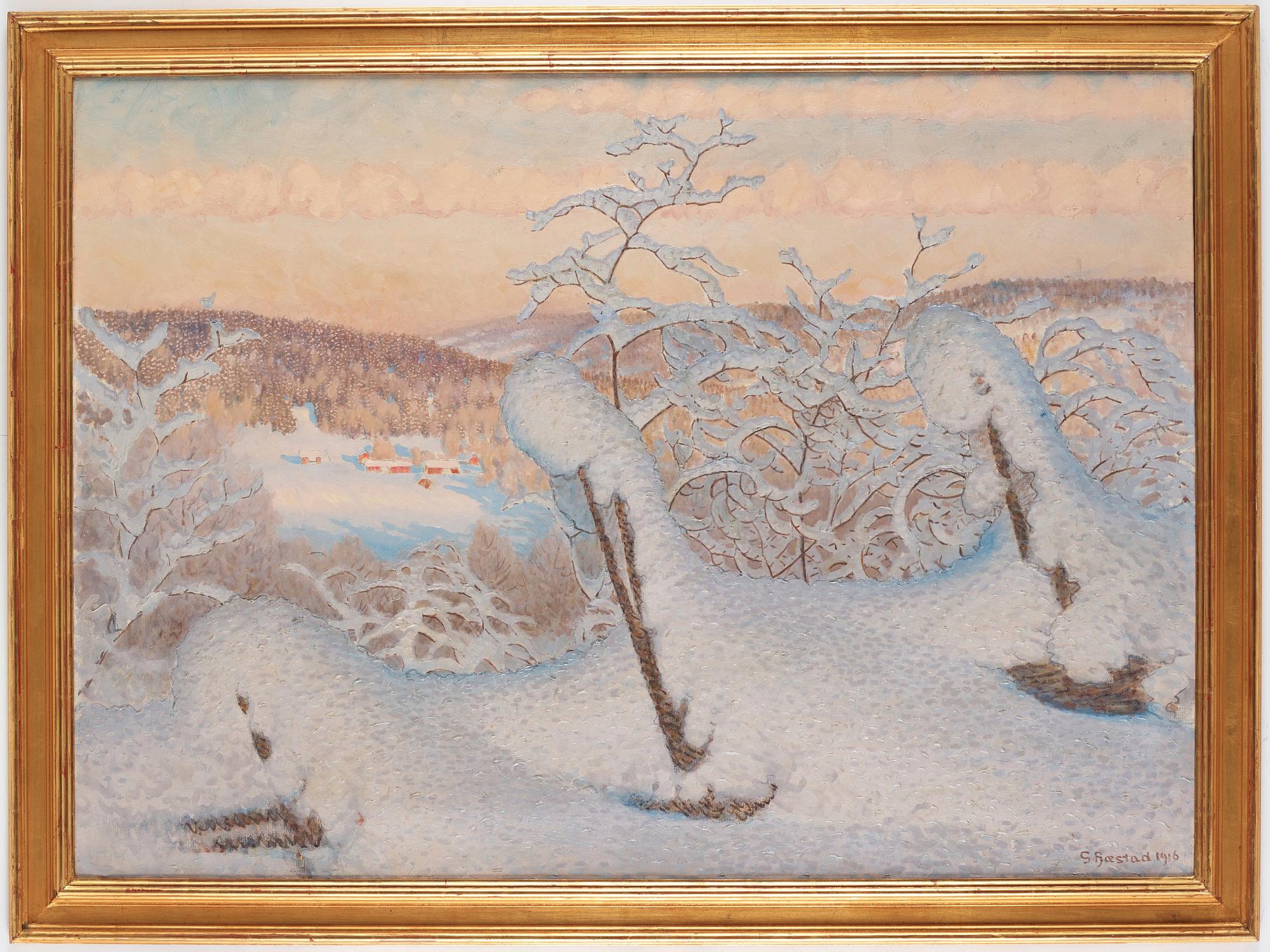 Gustaf Fjaestad, Winter landscape.