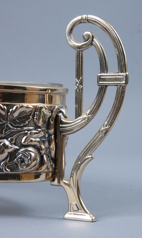 JARDINIERE, nysilver, jugend, A.F & Co, 1900-talets första hälft.