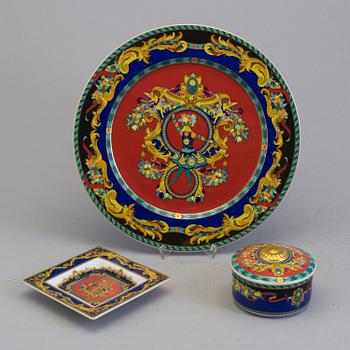 A set of three porcelain ware, " Le Roi Soleil", Versace for Rosenthal.