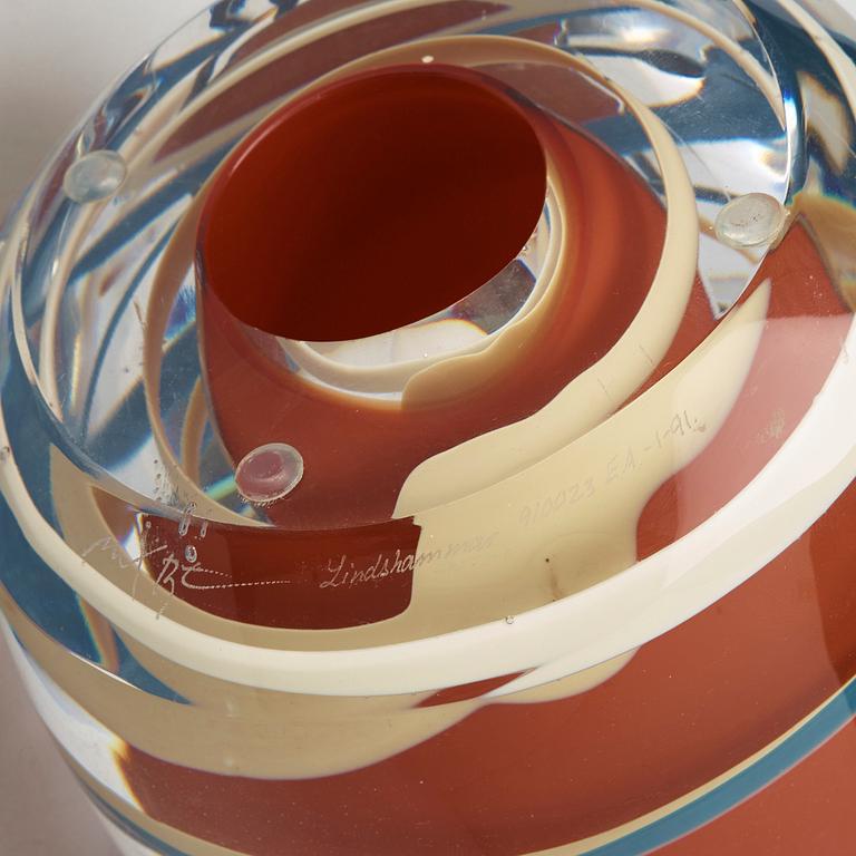 MATZ BORGSTRÖM, a glass sculpture for Lindshammar. Signed and numbered 910023 E.A-1-91.