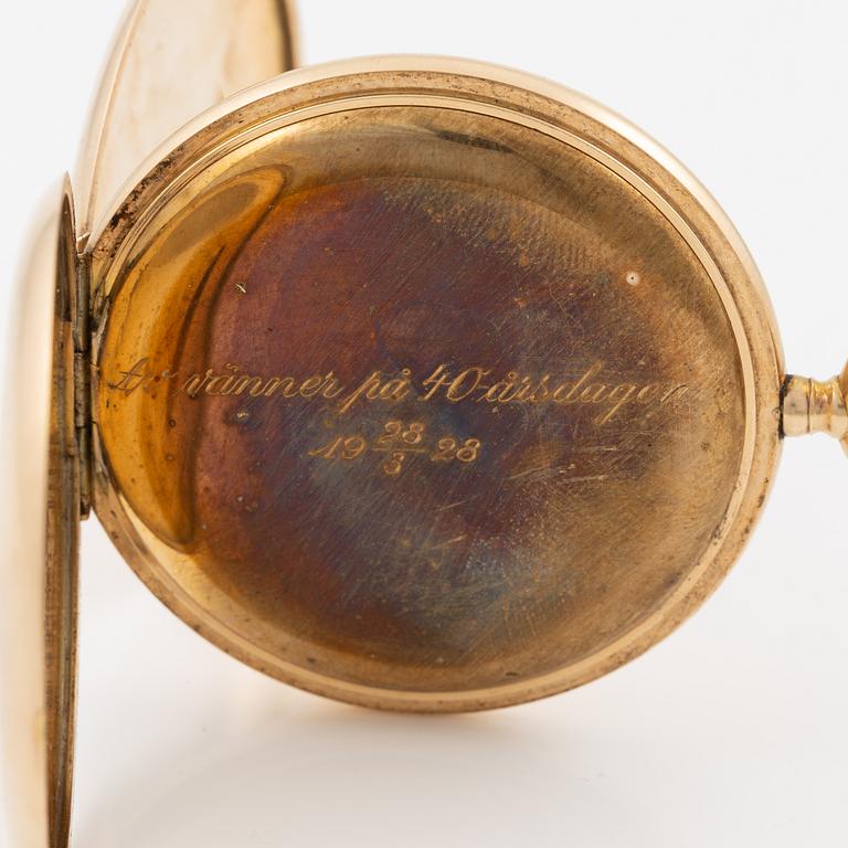 Pocket watch, Seeland, 14K gold, hunter, 51.5 mm.