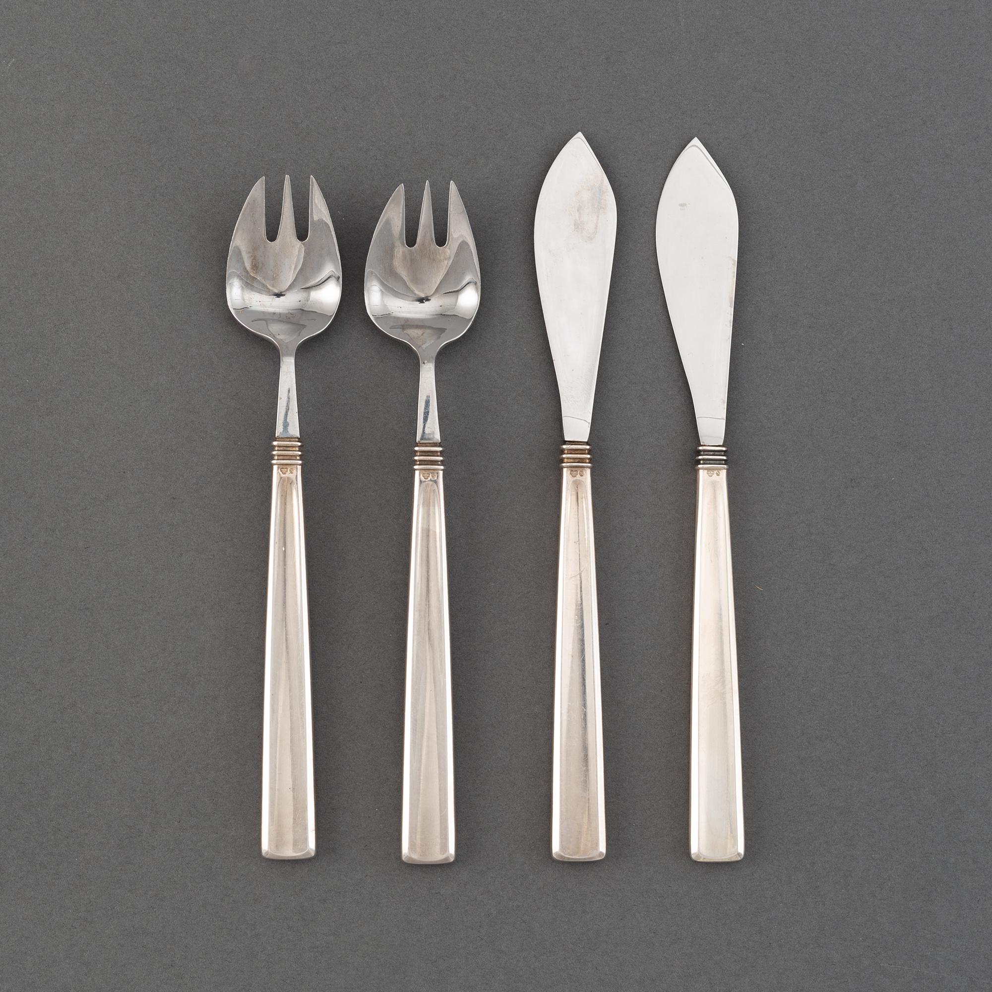 Claës E. Giertta, twelve pieces of silver cutlery, 'Paris', Mema, Lidköping, 1958.