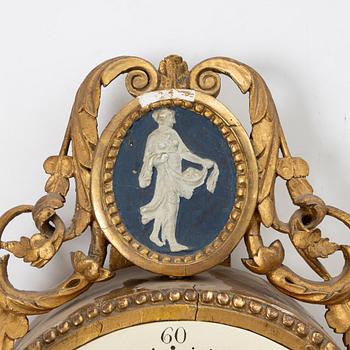 A late Gustavian wall clock by Per Henrik Beurling (master in Stockholm 1783-1806).