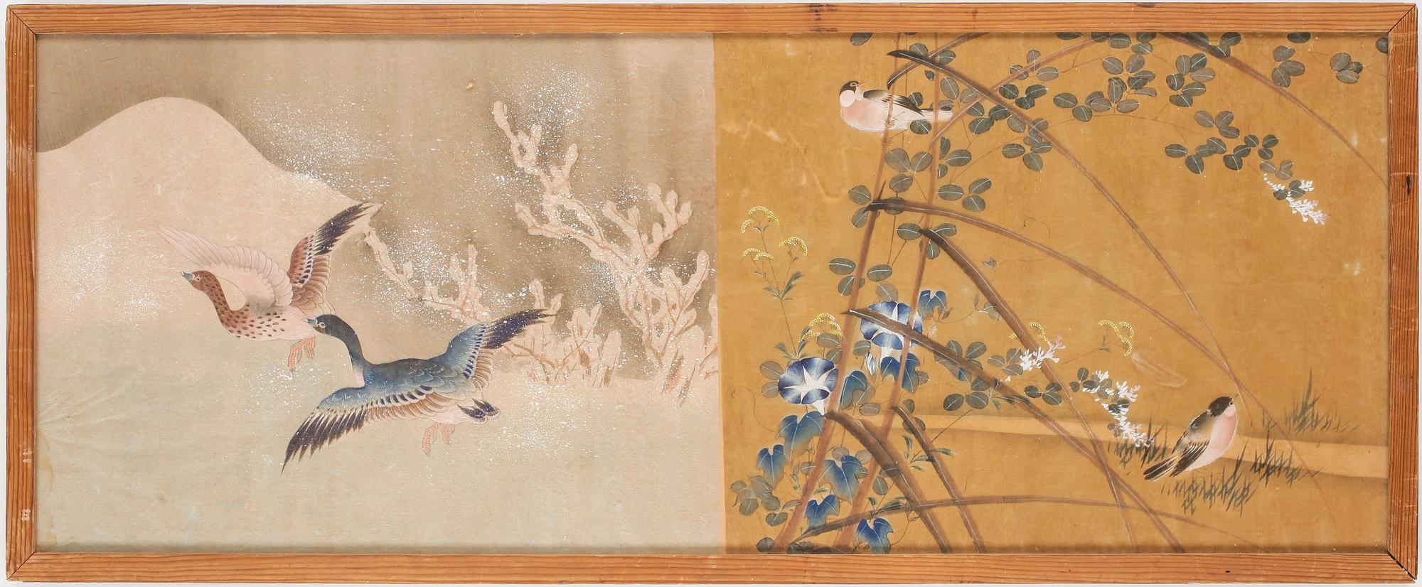 AKVARELLER, 2 samramade. Japan omkring år 1900.