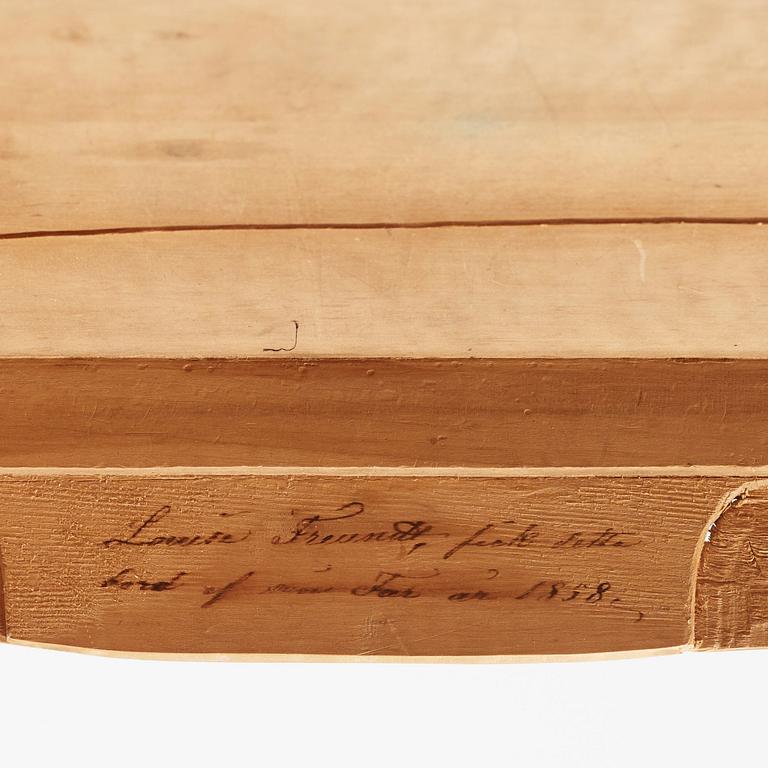A Gustavian table by G Haupt (master in Stockholm 1770-1784), signed and dated 1781.