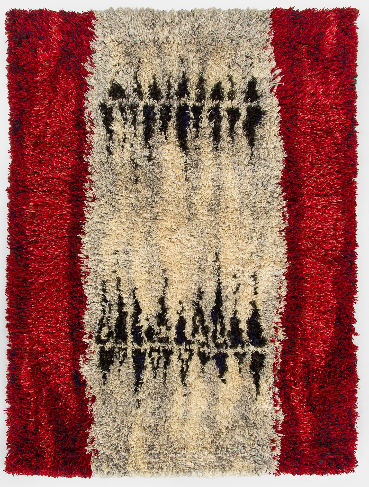 Tellervo Strömmer, a Finnish rya rug, Kotiteollisuusopisto, Hämeenlinna, Finland 1958. Ca 150 x 105 cm.