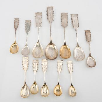 Erik Lindbäck, Nederkalix, Perssons Optician & Goldsmiths Shop, Haparanda, others, spoons 12, similar, sami work, silver.