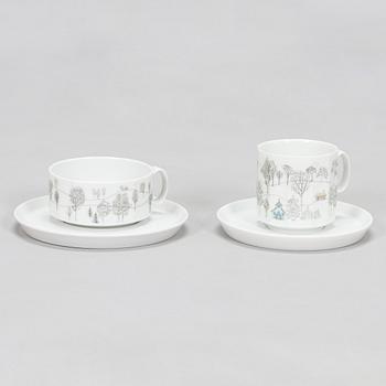 Tapio Wirkkala /Rut Bryk, kaffe- och teservis, porslin, 14 delar, "Winterreise" & "Polygon". Rosenthal.