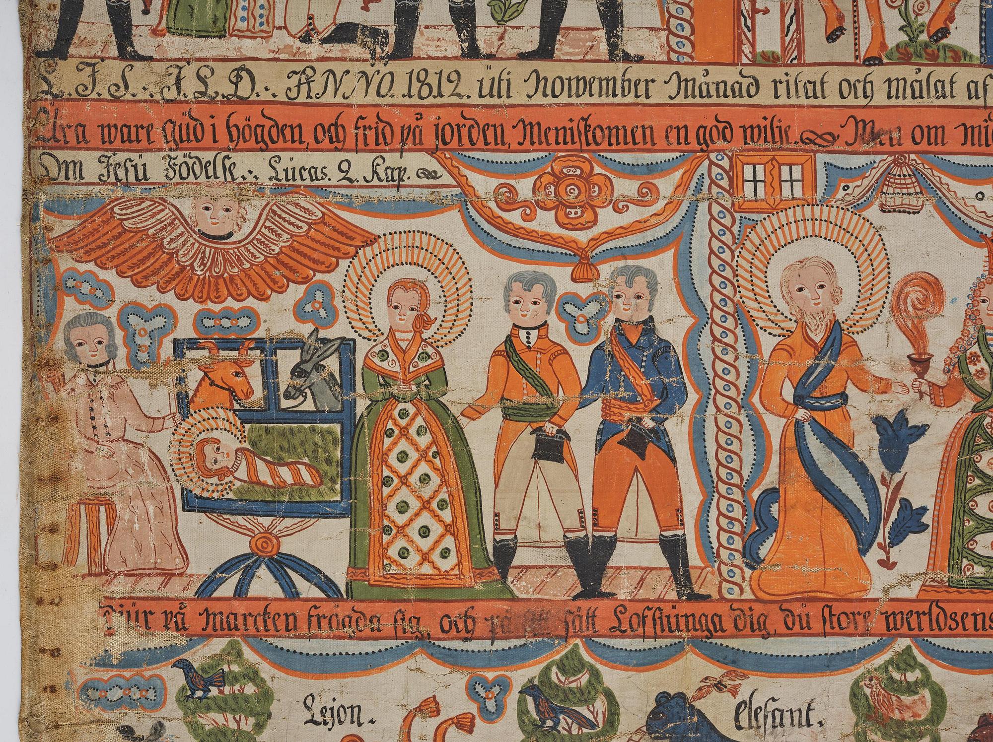 A traditional folk art painting attributed to Anders Andersson, Femsjö (1782-1865).