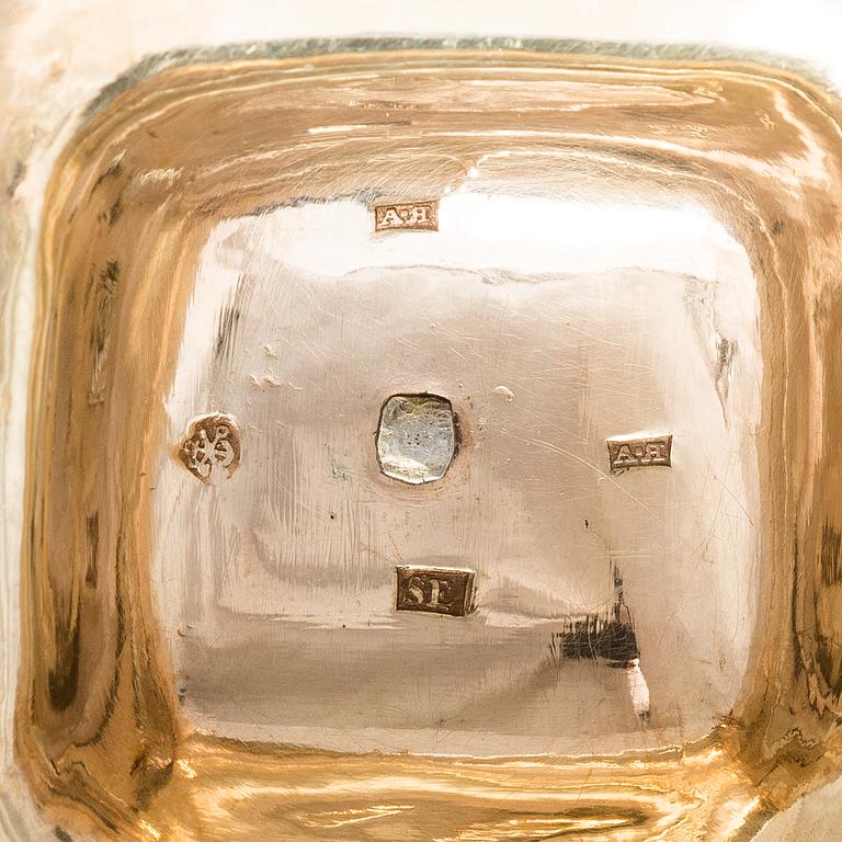 A parcel-gilt silver bonbonniere, maker's mark of Samuel Eberlein, Saint Petersburg, Russia 1825.