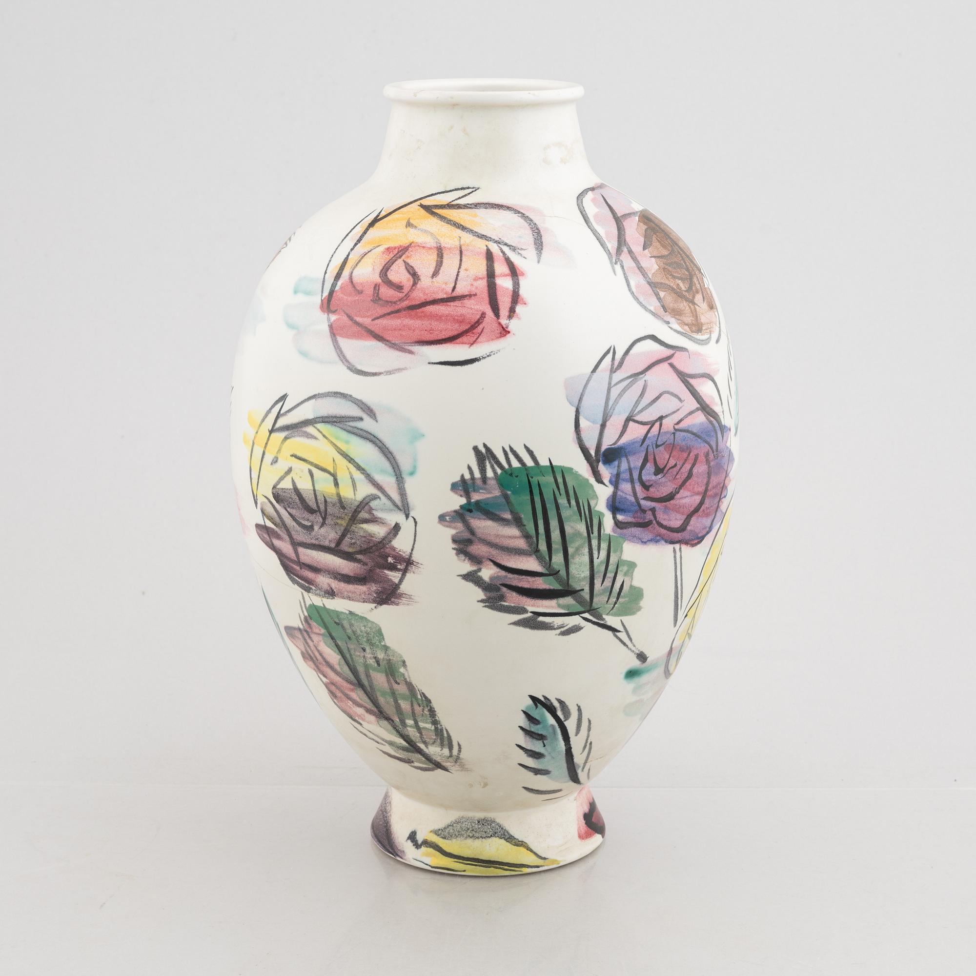 Isaac Grünewald, vas, flintgods, Rörstrand, 1942-46.