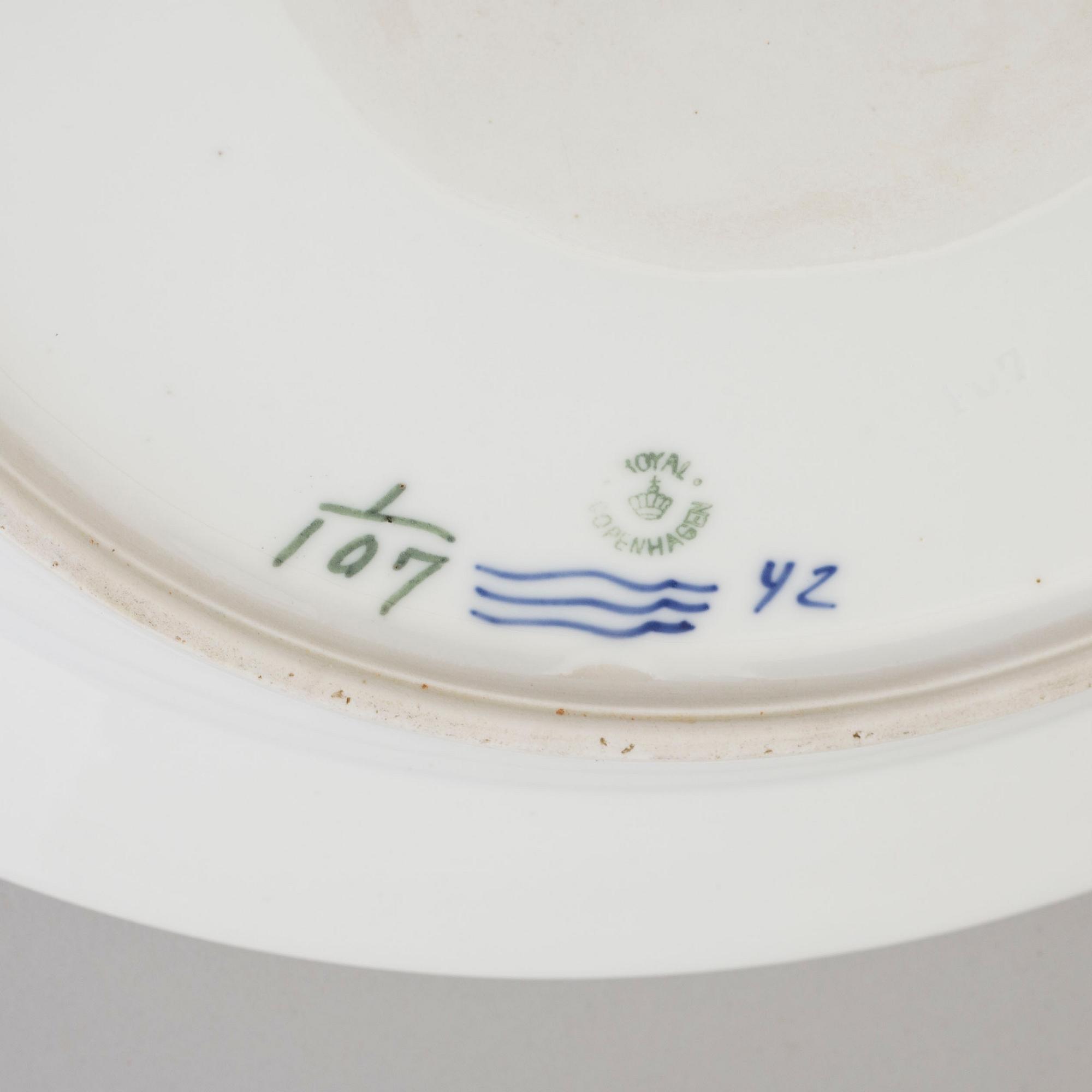 ROYAL COPENHAGEN, a porcelain tureen and two dishes, Denmark.