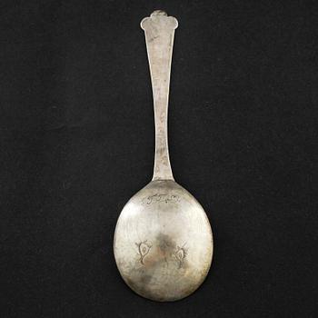 A Norwegian silver spoon, unmarked, probably 18th century.