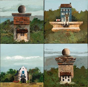 SVEN BERTIL BERG, 4 st akryl på pannå,  signerade.