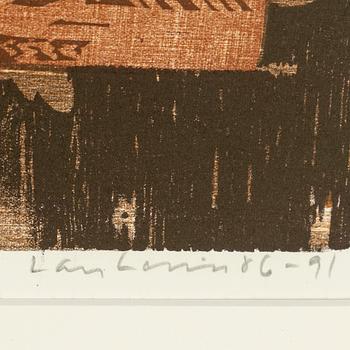 LARS LERIN, wood cut, signed and dated 86-91. Numbered 161/360.