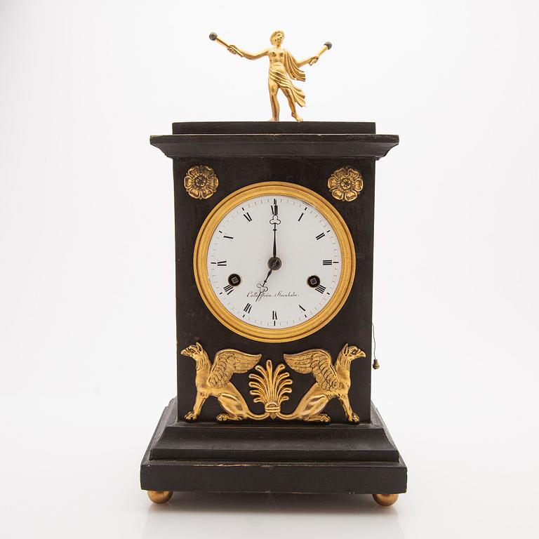 Table pendulum clock, by Johan Erik Callerström, clockmaker from 1817 in Stockholm, Empire, 19th century.