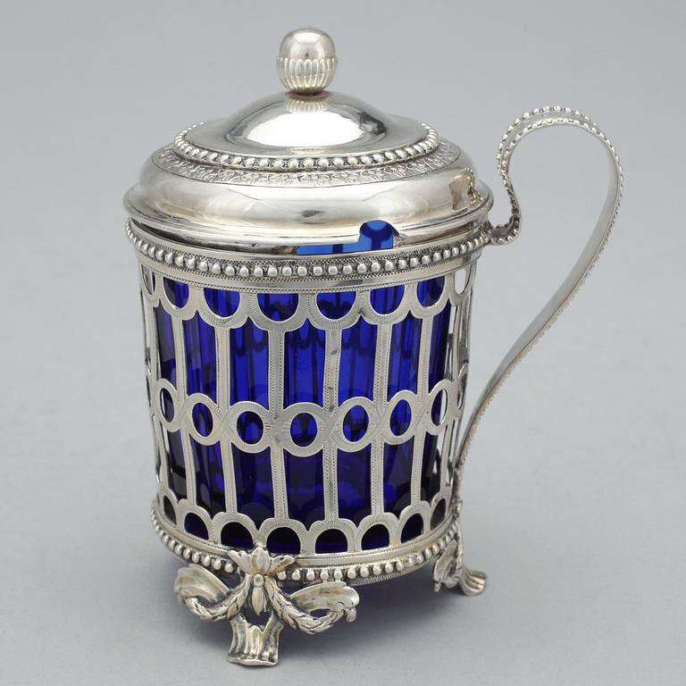 SENAPSKANNA MED LOCK, silver, gustaviansk, Jöns Granbom, Stockholm, 1786.