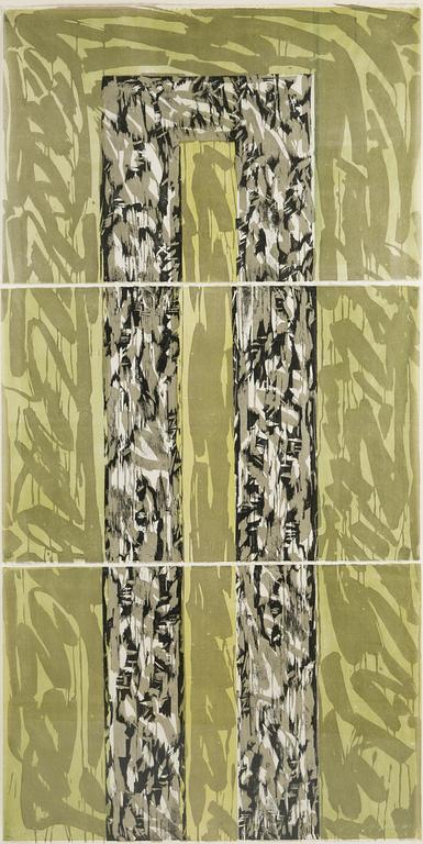 Juha Joro, woodcut, triptych, signed and dated 1988.