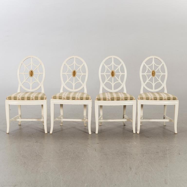 Four first half of the 20th century gustavian style chairs.