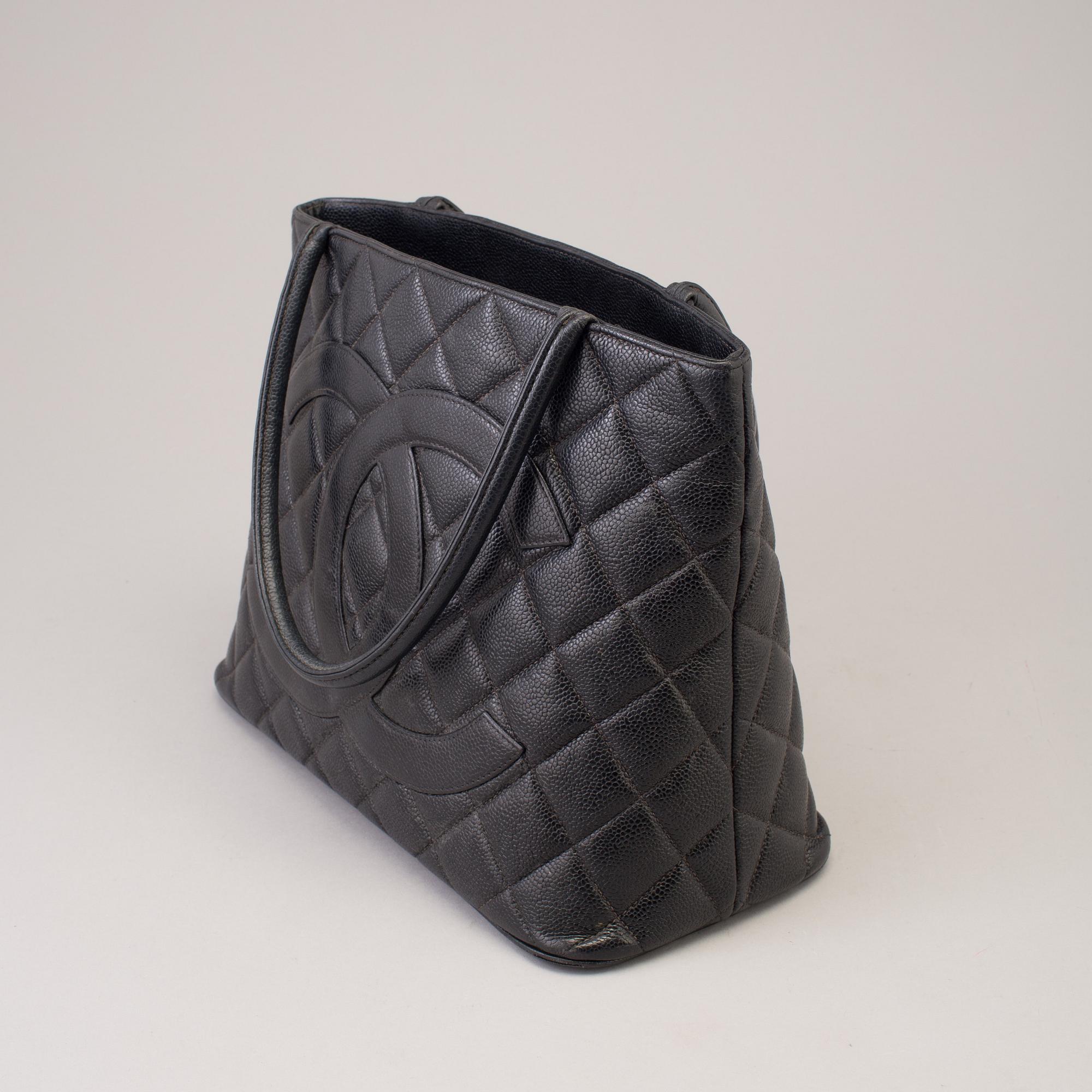 Black Caviar Leather Medallion Tote Bag, 2000-2002.