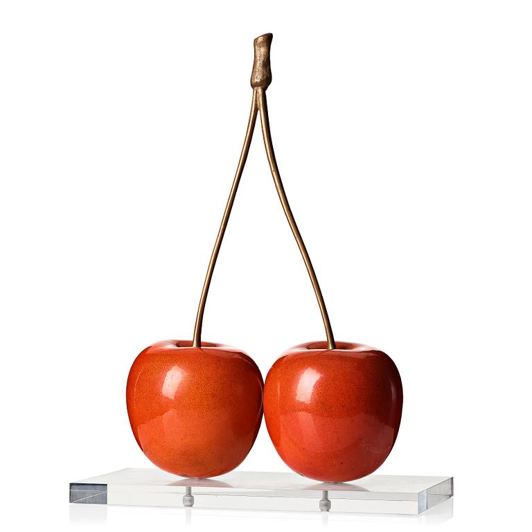Hans Hedberg, a faience and bronze sculpture of cherries, Biot, France.