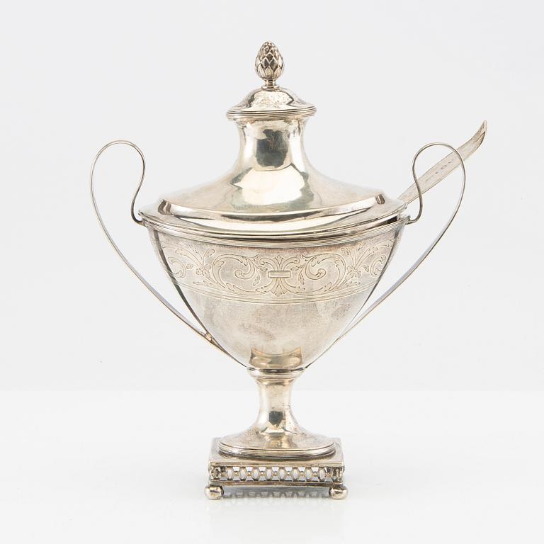 Arvid Floberg sugar bowl Gustavian silver Stockholm 1796.