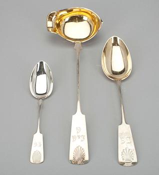 BESTICK 3 st, silver, Åbo samt Helsingsfors. Tot. vikt ca 283 g.