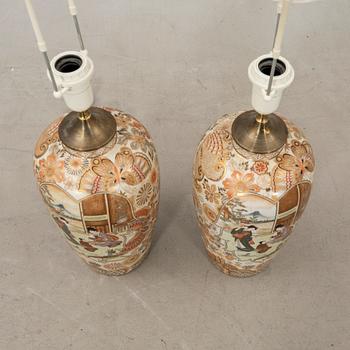 Table lamps a pair Japan 20th century porcelain.