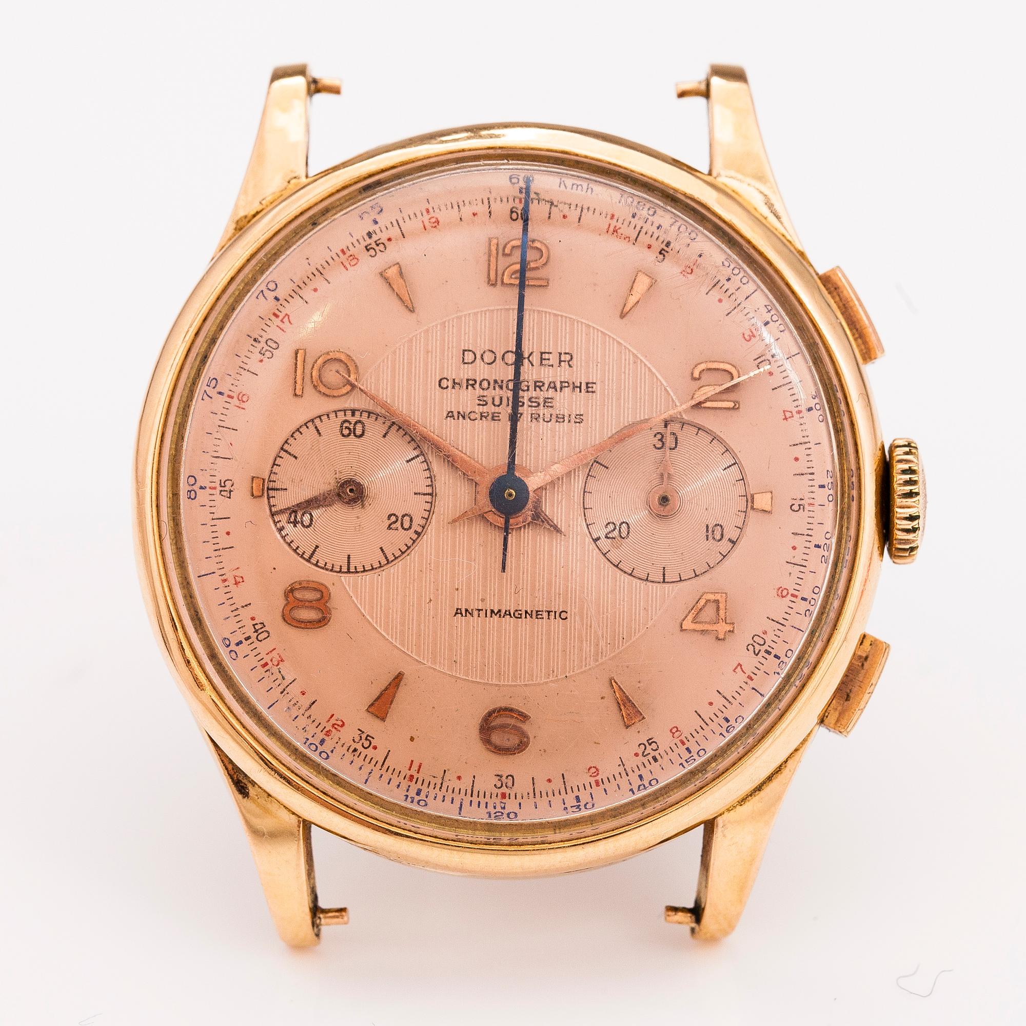 DOCKER, rannekello, Chronographe Suisse, 18K kultaa,