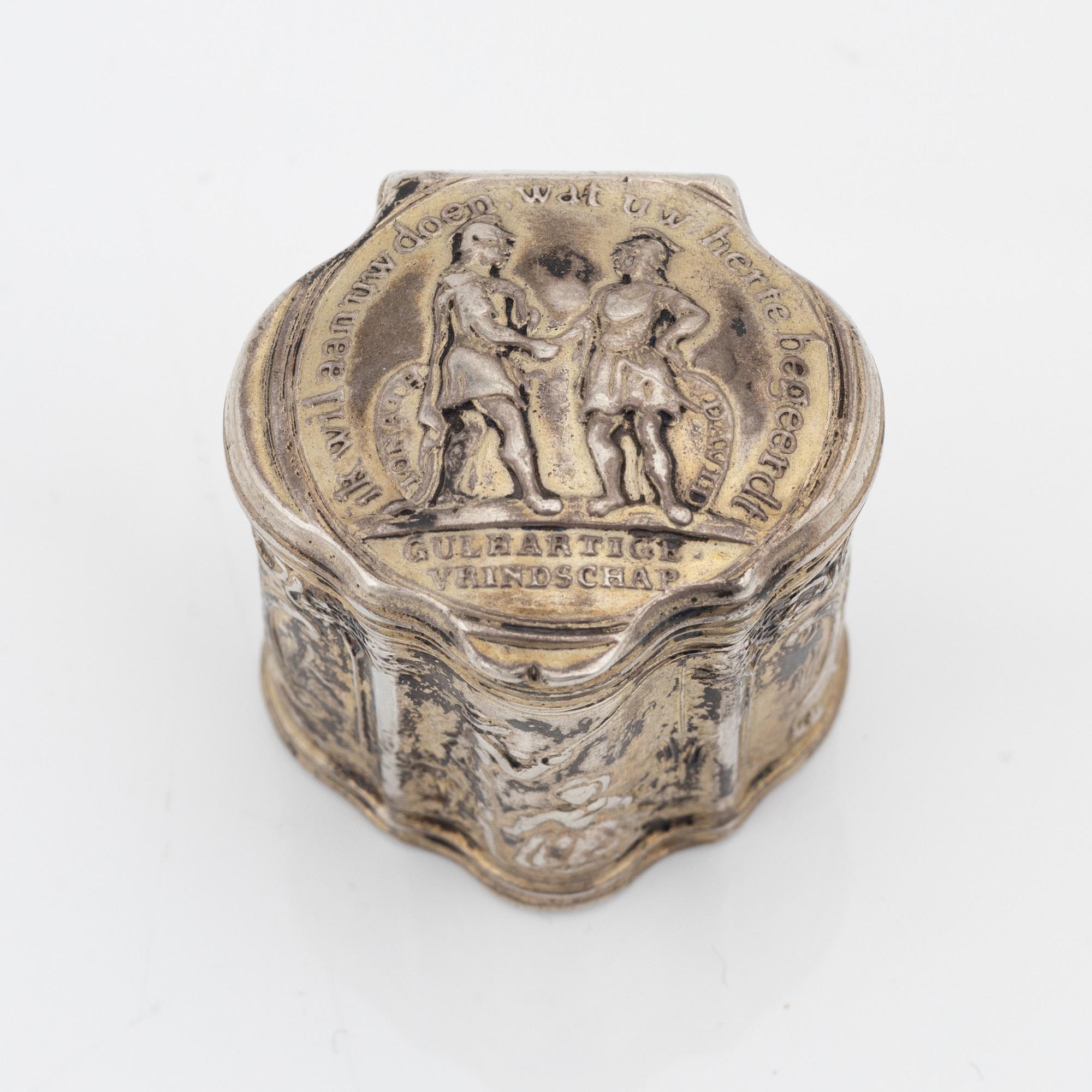 A Dutch silver box, late 18th century.