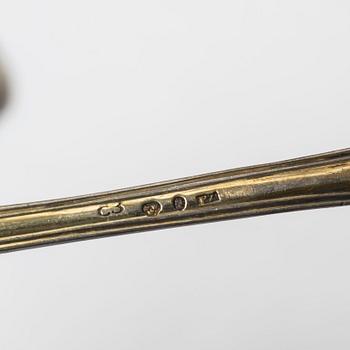 Bestick, 9 st, silver, bl a  Bengt Biörn, Västerås 1753.