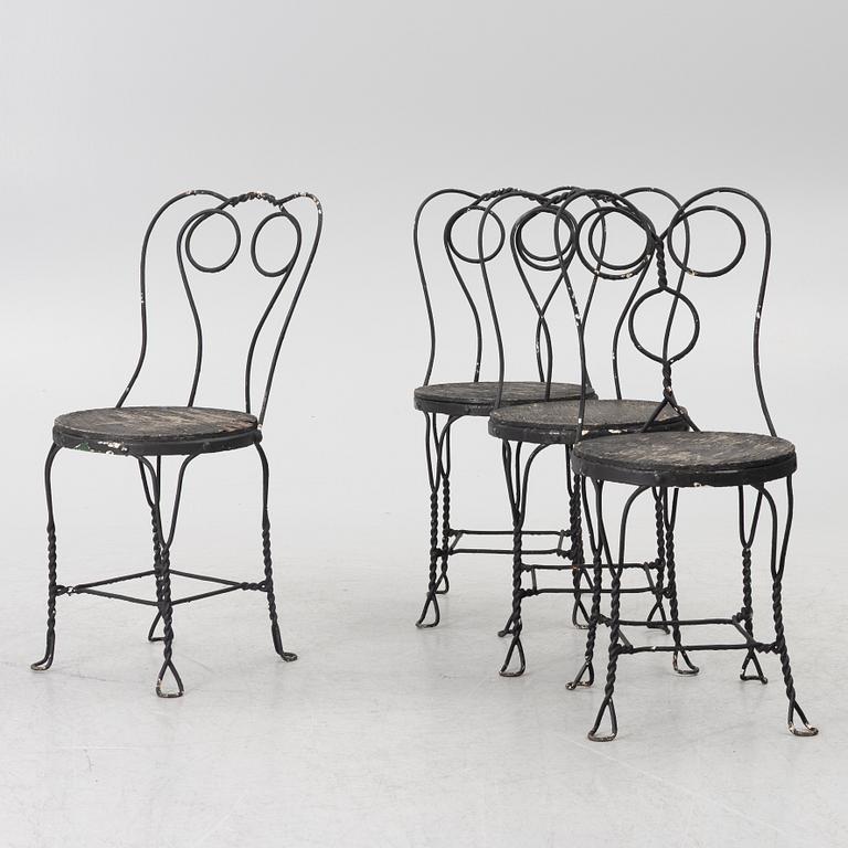 Four garden chairs, mid-20th century.