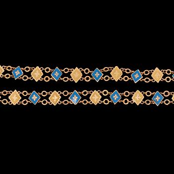 COLLIER, guld och emalj, Carl Wilhelm Strehlenert, Stockholm 1796-1806.