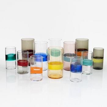 12 drink glasses, Venini, Murano, Italy.