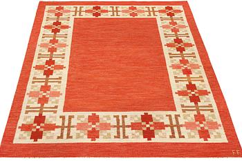 Fredrik Fider, a flat weave carpet, "klostergården", signed FF, c. 308 x 195 cm.
