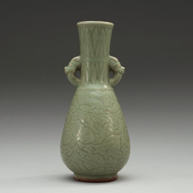 A celadon glazed vase, 18th Century or older.