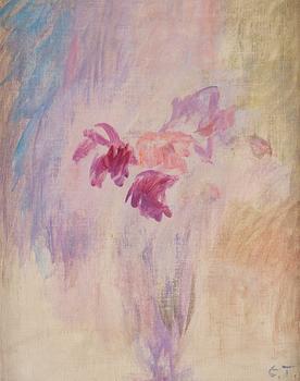 Ellen Thesleff, Flowers, red in violet vase against violet fund.