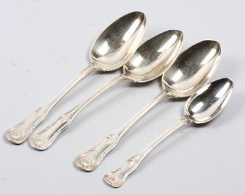 BESTICKSERVISDELAR, 10 delar, silver, flertal smeder bla Christopher Creutz, Stockholm, 1840-70-talet.