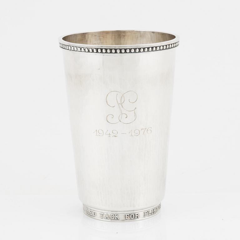 A Swedish silver vase, bearing the mark of Ceson, Gothenburg, 1976.