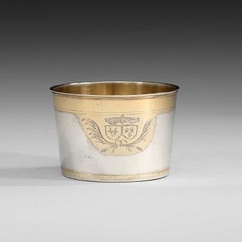 474. A Swedish 17th century parcel-gilt beaker, marks of Michel Pohl d.ä., Stockholm, before 1689.