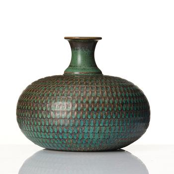 Stig Lindberg, a stoneware vase, Gustavsberg studio, Sweden 1963.