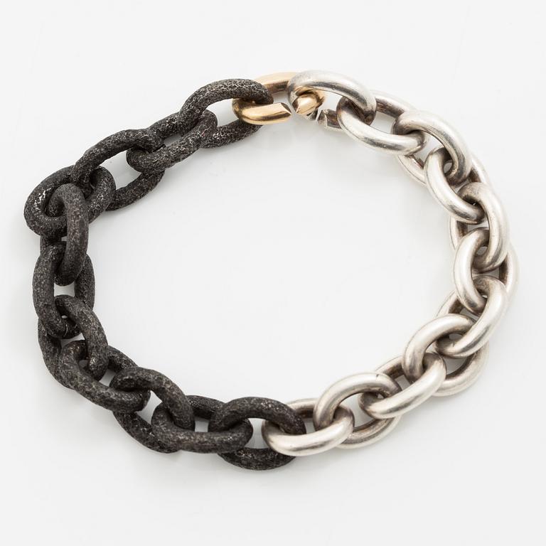 Mikael Hamma, a bracelet 18K gold, sterling silver and oxidised iron, Stockholm 1996.