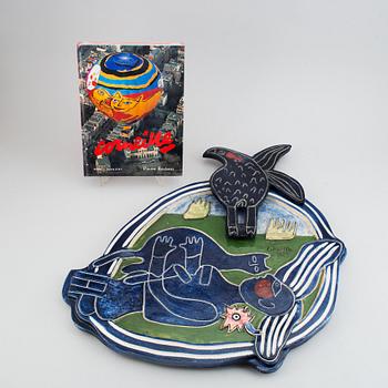 Beverloo Corneille, a painted ceramic wall sculpture, signed, numbered 18/40 and dated -98.