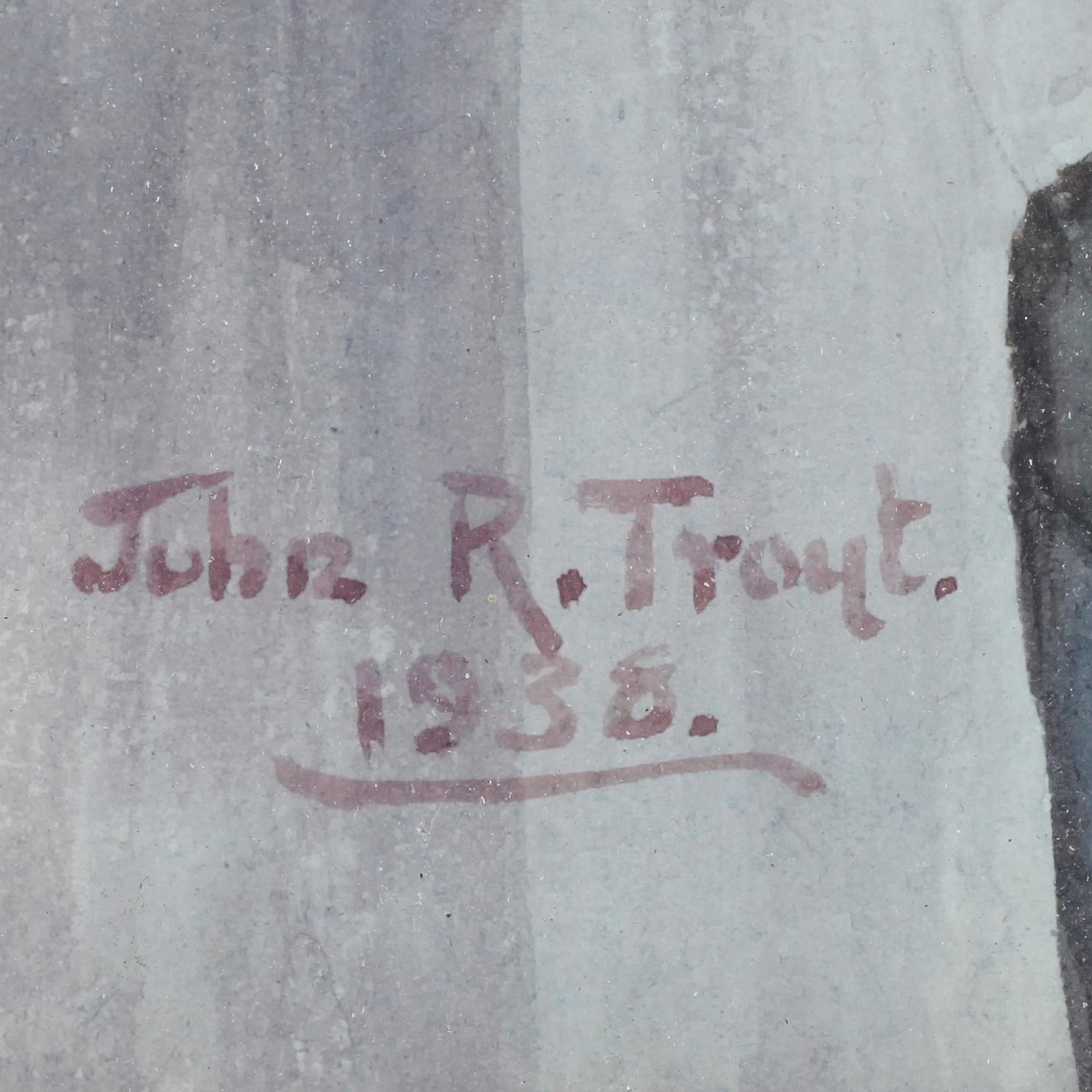 JOHN R TROUT, akvarell, signerad och daterad 1938, England.