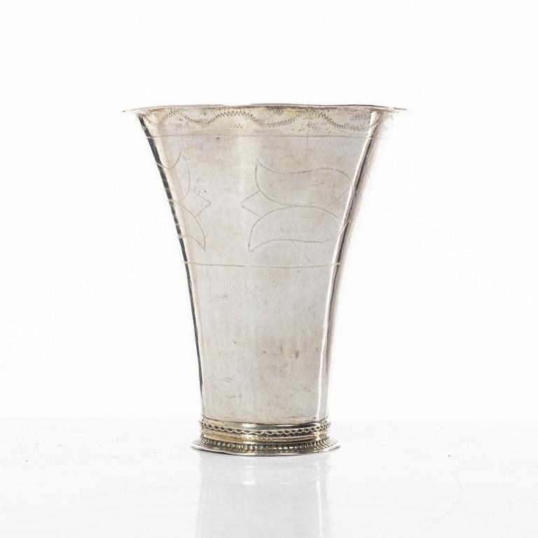 A Swedish silver beaker, mark of Johan Wennerwall, Gothenburg 1761.