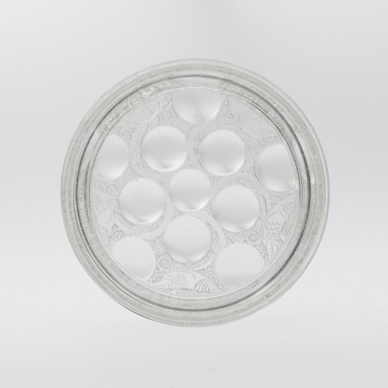 ASK MED LOCK, glas, "Faisans et cabochons" signerad Lalique, Frankrike.