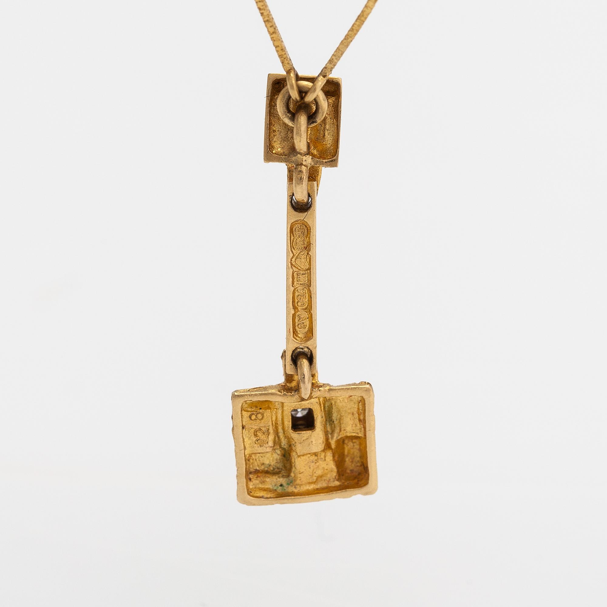 Björn Weckström, An 18K gold necklace "Thai" with an 8/8-cut diamond ca. 0.02 ct. Lapponia 1978.
