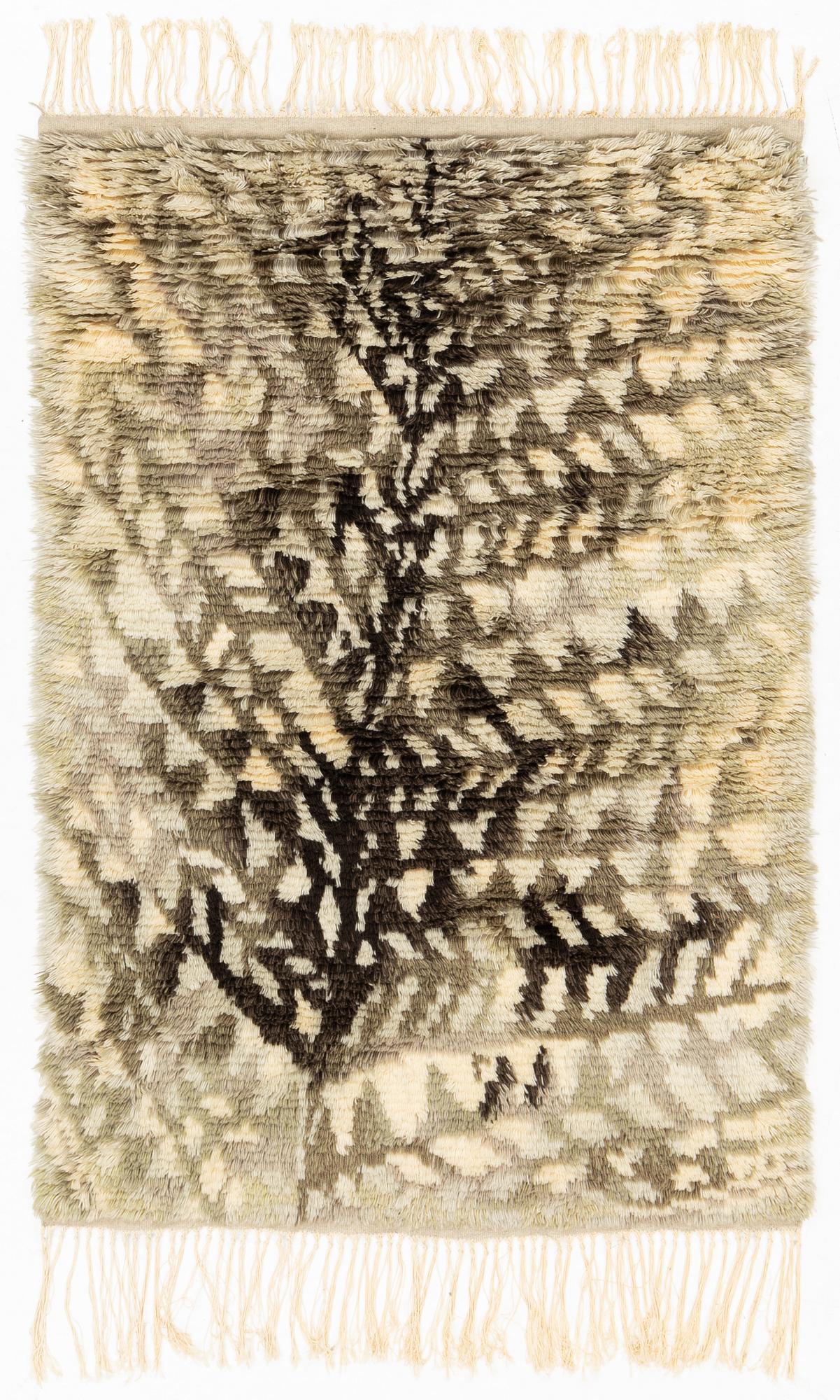 Kirsti Ilvessalo, matta "Ormbunksblad", rya ca 164 x 108 cm, för Finska handarbetets vänner.